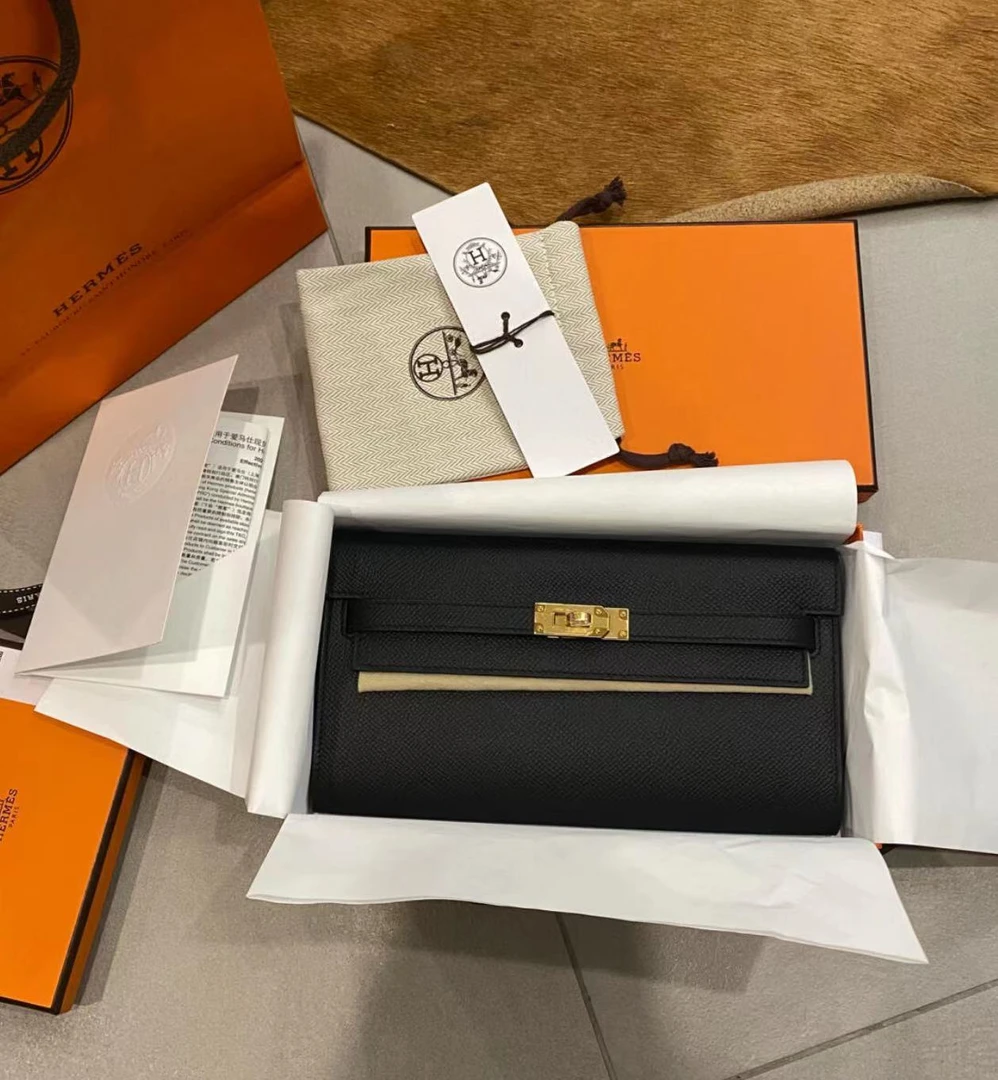 99新 Hermes/爱马仕 黑金Kelly togo包 U刻 11556993