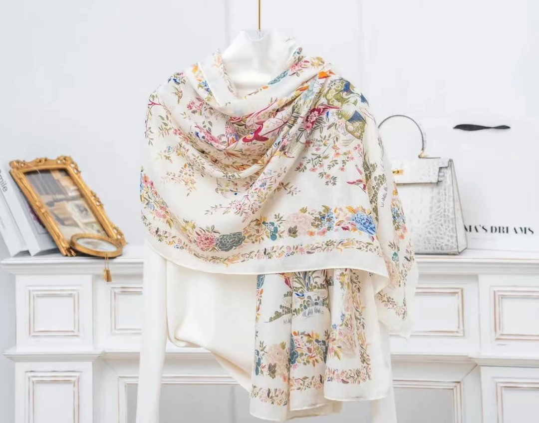 （8120）原创法式复古长巾轻奢送母亲节礼物百搭丝巾180*90