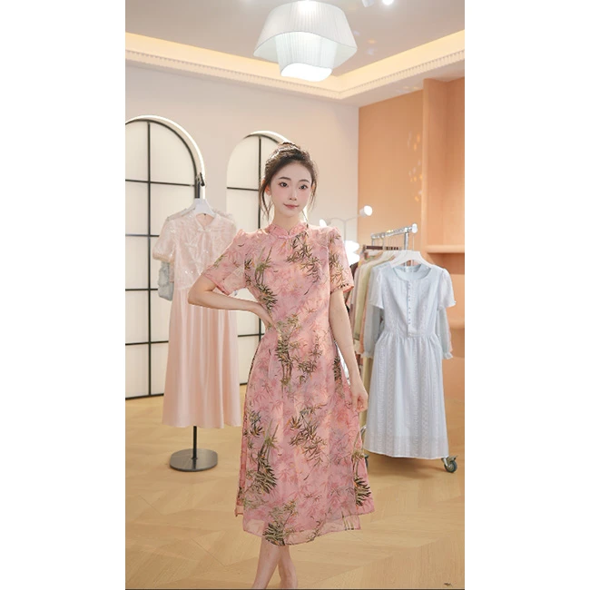 L8805  赠送运费险！2025年夏季新款气质中式旗袍显瘦中长款连衣裙