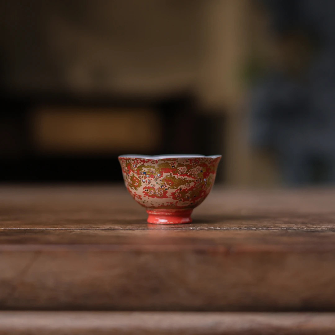 【小田甄陶】bz3绮彩螺钿-华漆堂-花口杯-30ml（华漆堂0137）