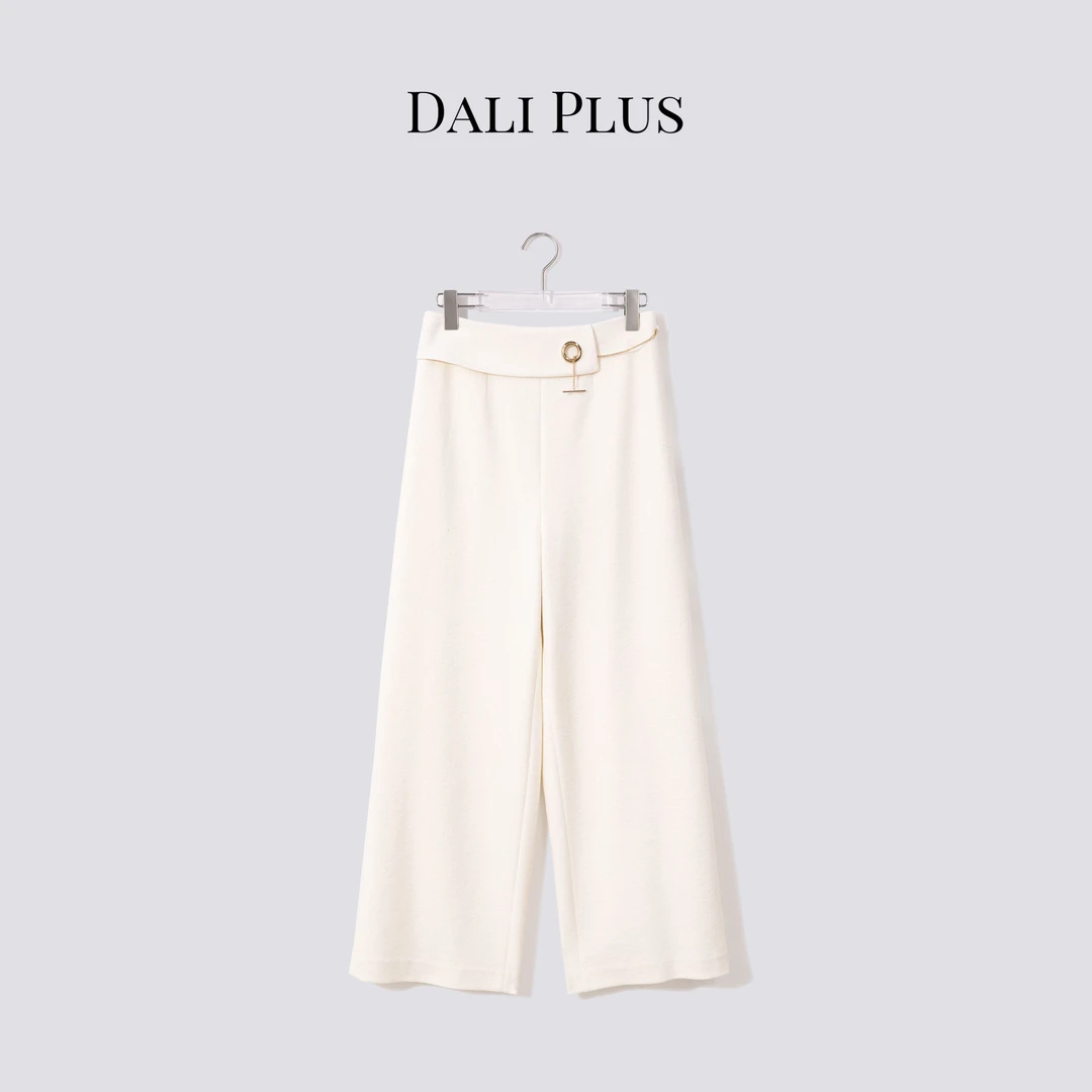 DALI PLUS“羊绒直筒裤”OT链条弹力松紧腰通勤百搭长裤-D5ST1315