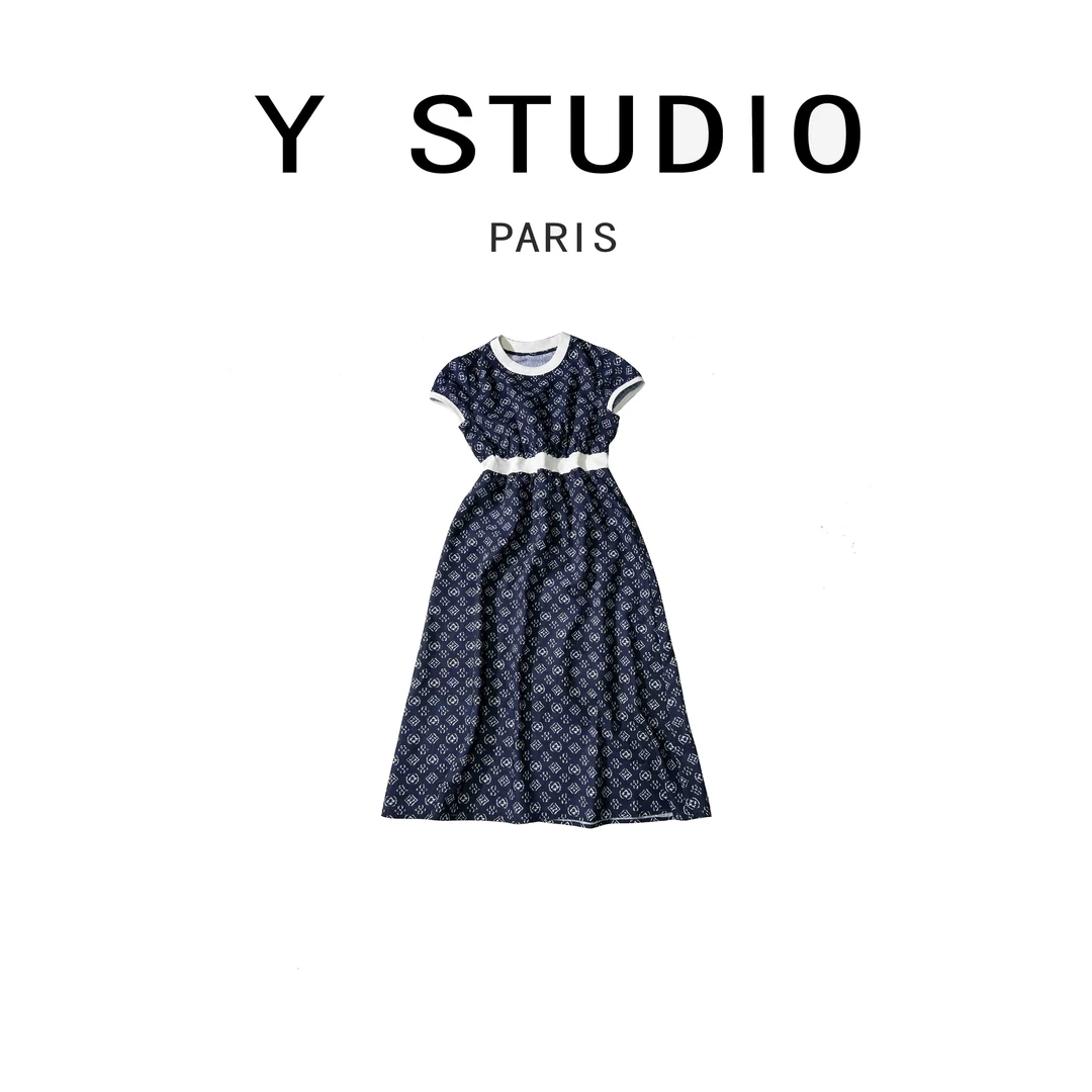 【大妮专属】【森日信函】新款百搭圆领短袖连衣长裙BU-DN766