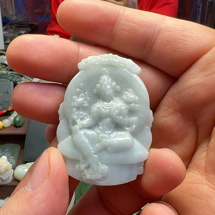 翡翠未镶嵌颈饰观音平安牌