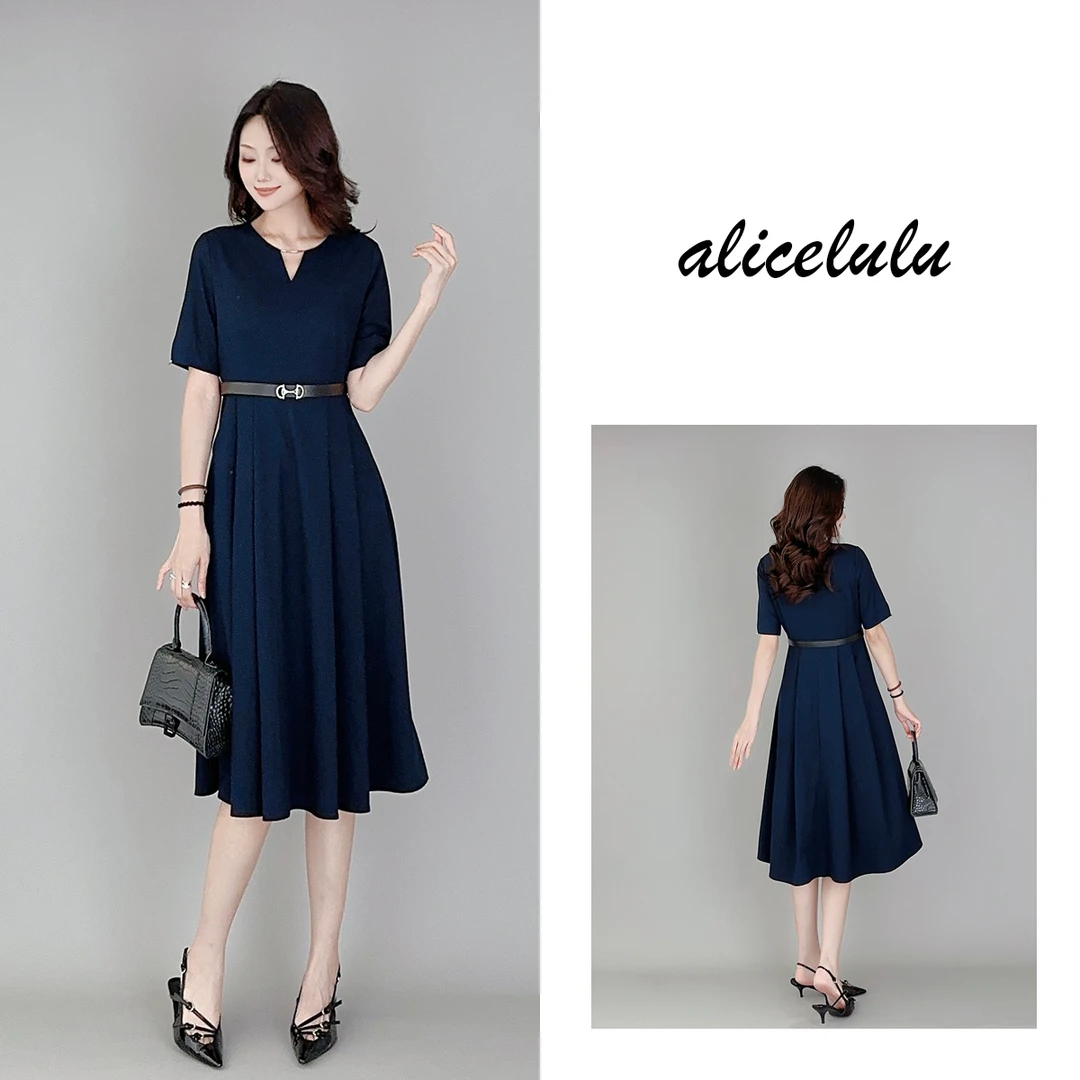 3 ALICE 职场大女主连衣裙 优雅褶皱 皮质腰带 S1033865J
