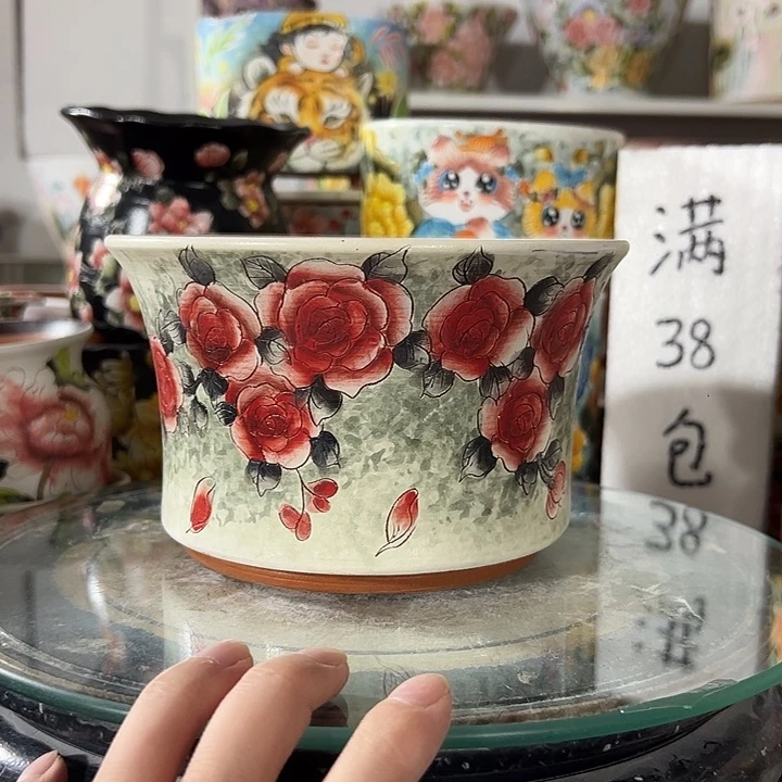 景德镇手绘花盆里面的高级盆