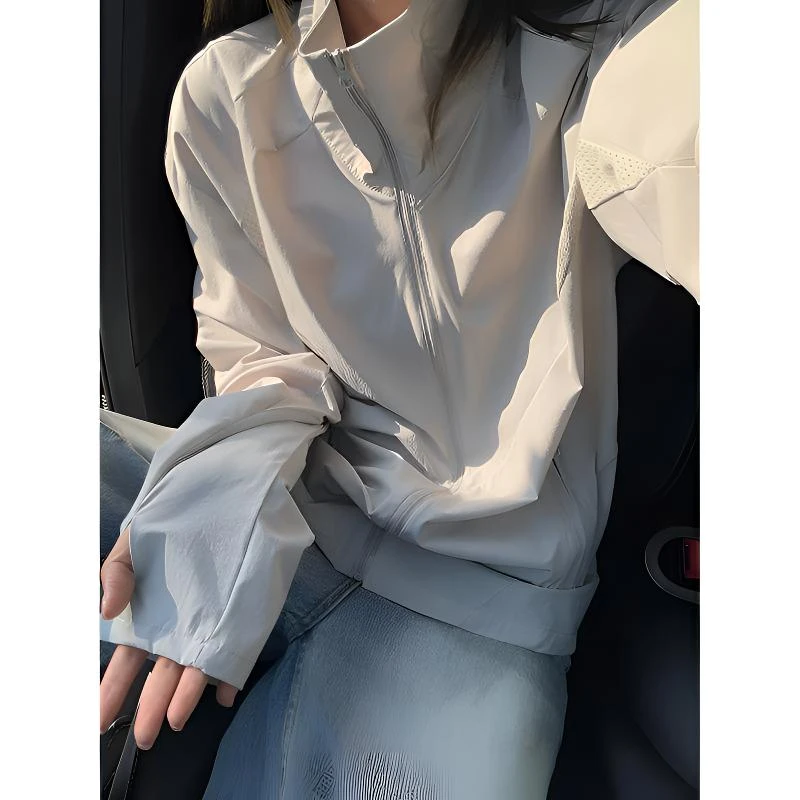 夏季冰丝凉感防晒衣男款轻薄透气户外骑行防紫外线防晒服立领外套