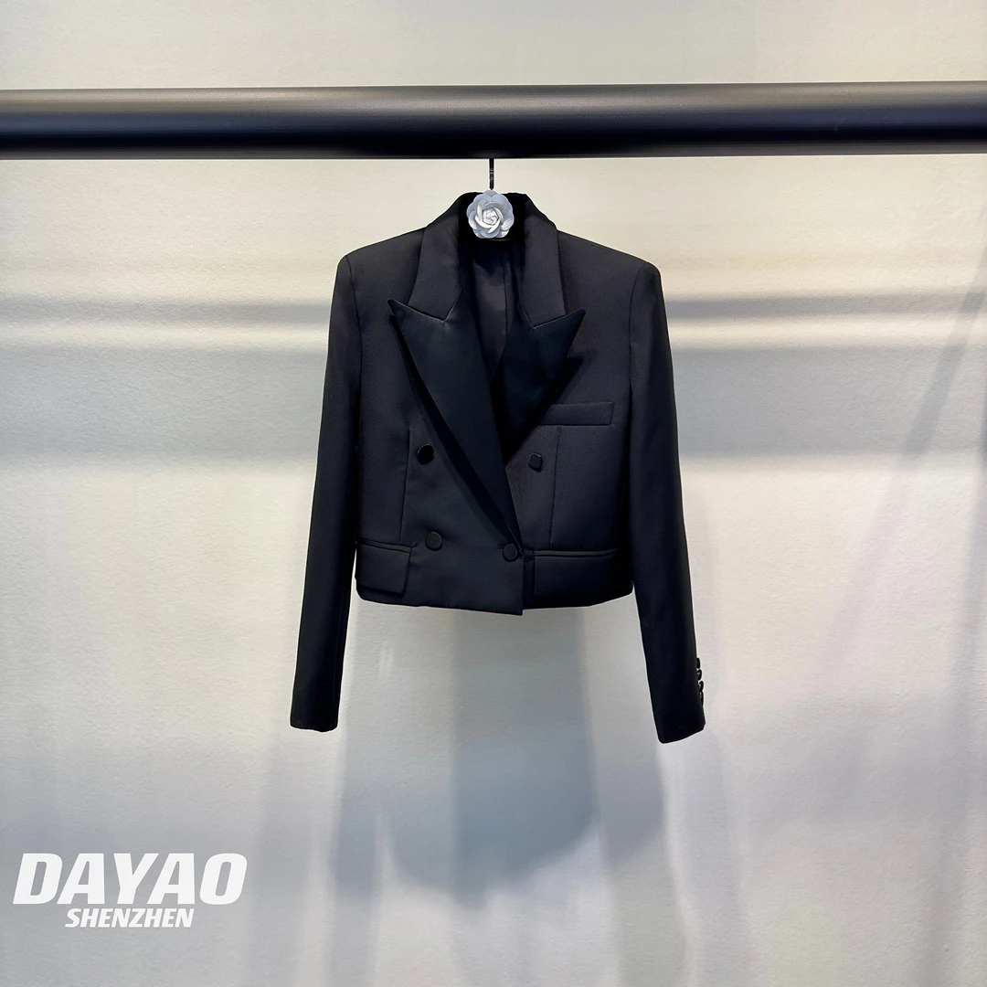 「DAYAO」23S长袖气质简约百搭翻领立体剪裁外套轻奢高档女装WY905