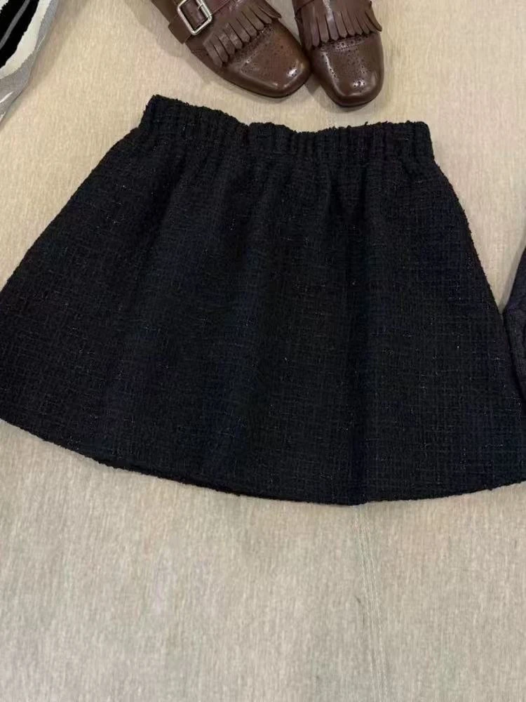 KEXIN 小香短裙 2025秋冬新款百搭休闲显瘦洋气松紧腰-25DQ277