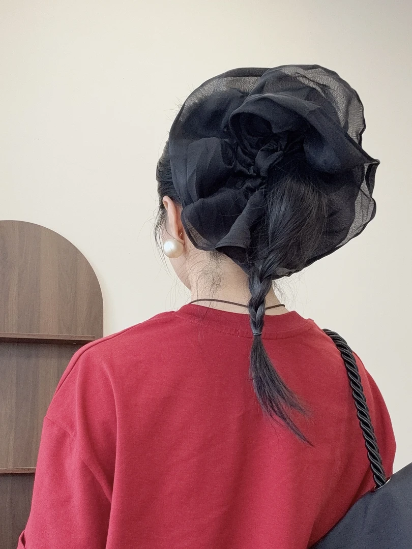 （黑魔女）超大发圈复古韩系黑色轻奢大发圈花姐自留款