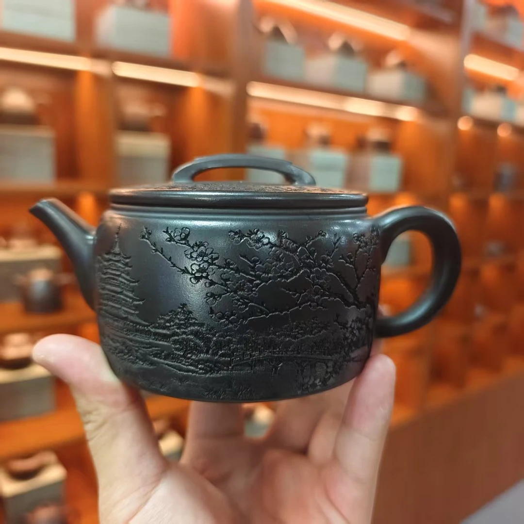 繁花忆江南大口汉瓦 石黄紫砂壶