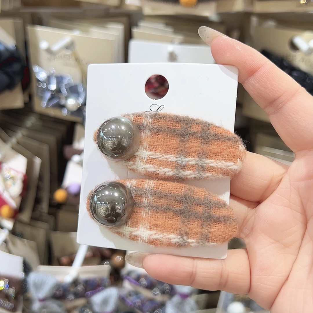 非金属奶橘色格纹掰掰