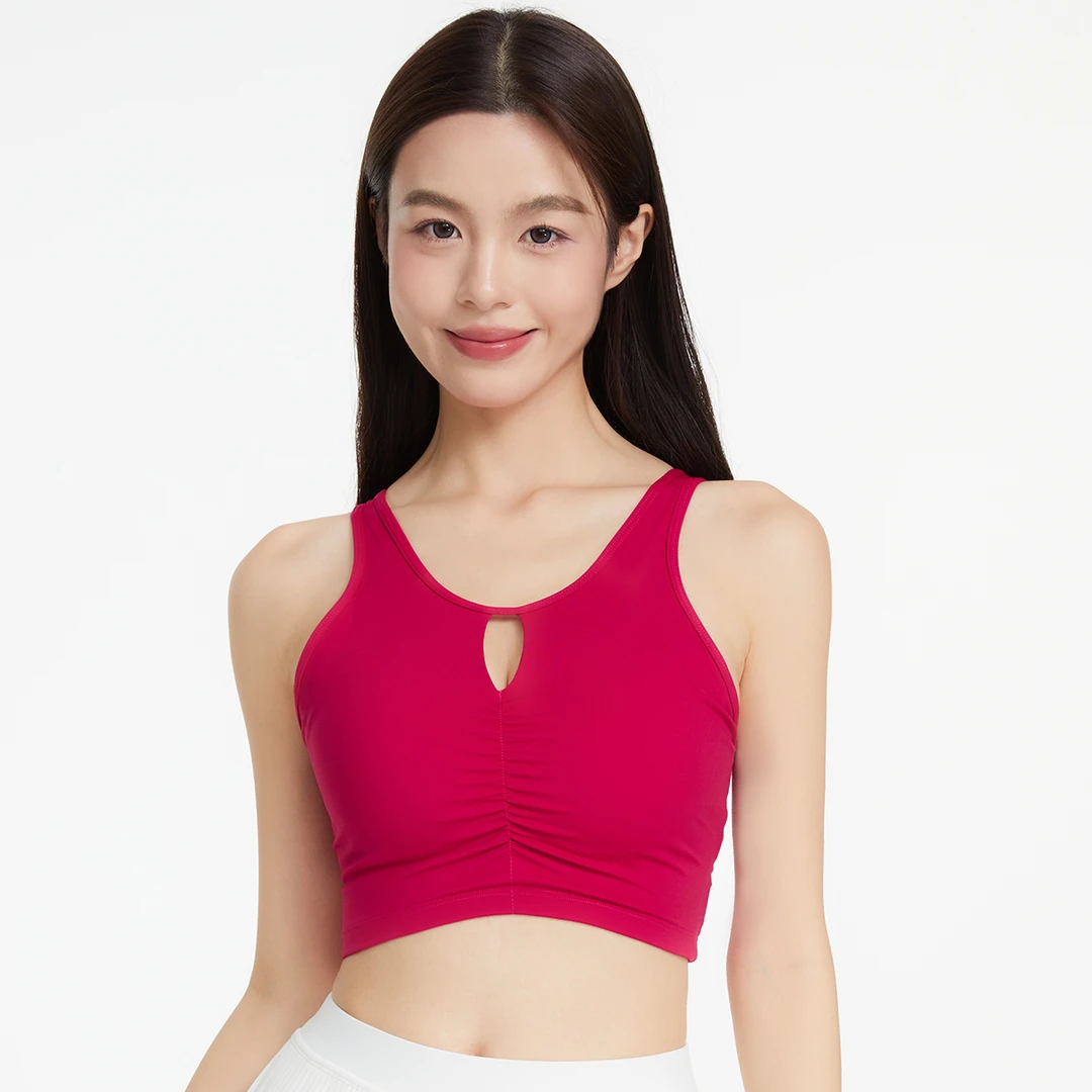 【瑜伽美背】【野梅色】一体杯运动内衣跑步防震收副乳瑜伽文胸背心