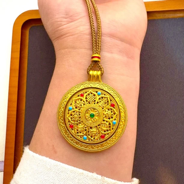 合金珐琅吊坠 【线下同款】加大号珐琅彩可旋转八宝罗盘吊坠毛衣坠