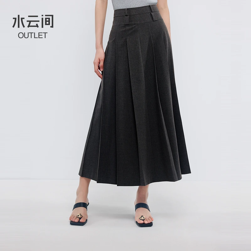 【半身裙】水云间深灰色百褶裙女学院风12420772