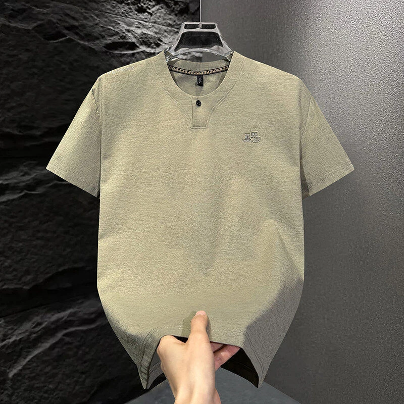 男士夏季新款男士圆领短袖T恤-时尚休闲百搭半袖宽松潮流修身纯色