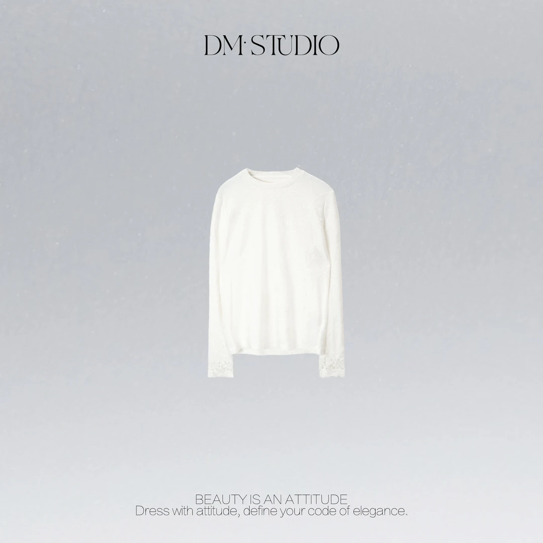 DEDM•STUDIO/精致感小众设计绣花圆领长袖上衣打底2511TX/72621