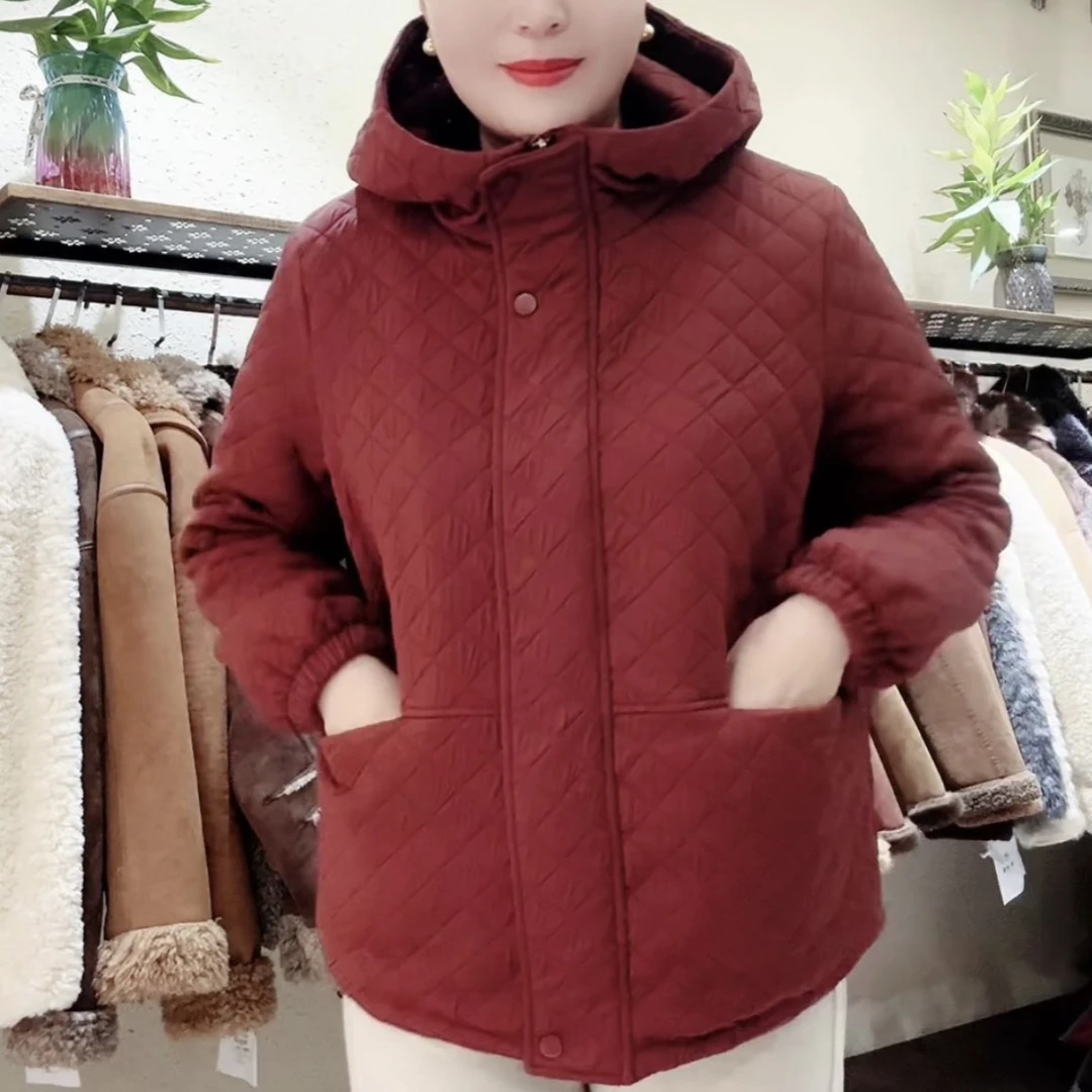 女款8758款时尚连帽夹棉外套