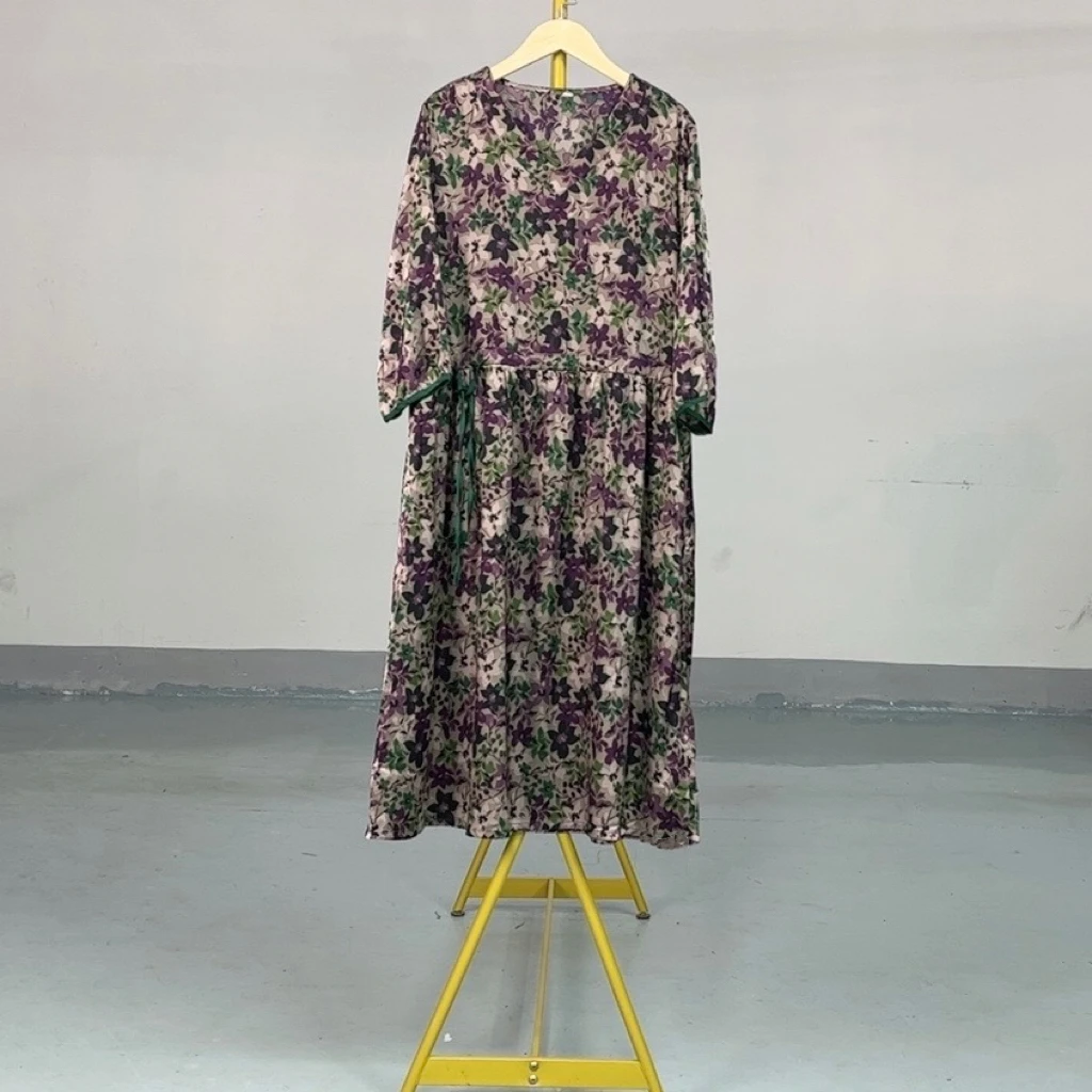 2738夏季时尚百搭气质显瘦休闲设计师花色女装连衣裙
