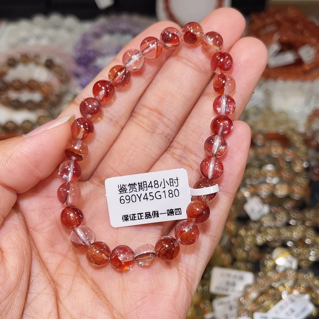 水晶手链未镶嵌红胶花7m