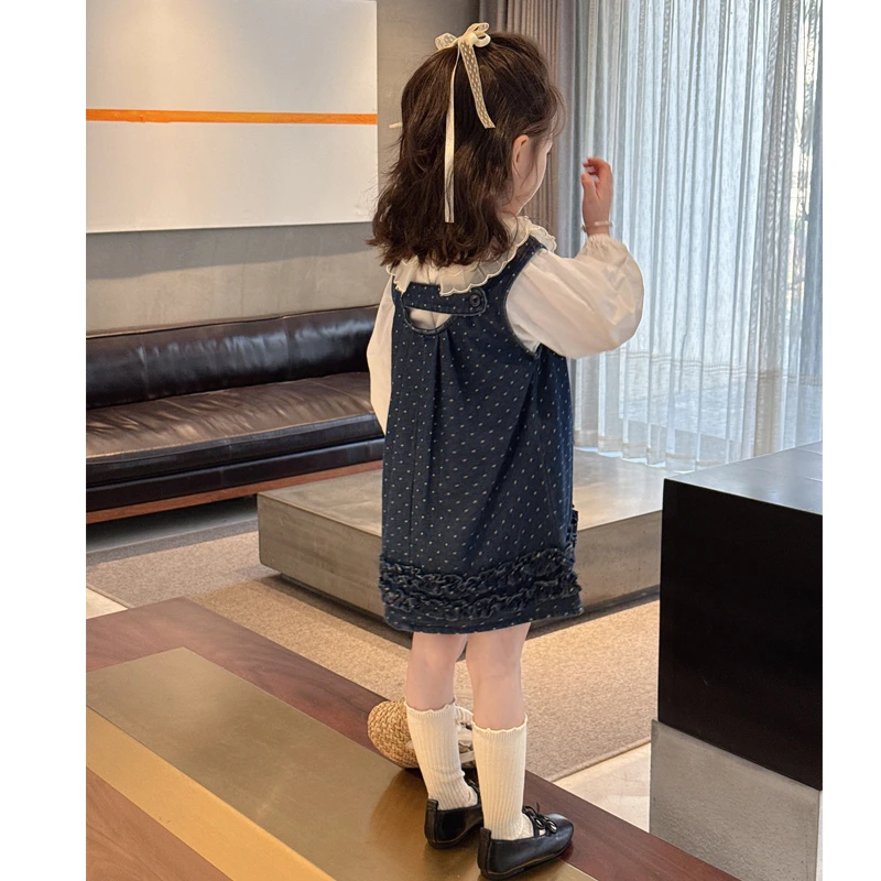 【左岸】WWLL定制2025宝宝春装女童牛仔背带裙女童牛仔裙波点春秋款