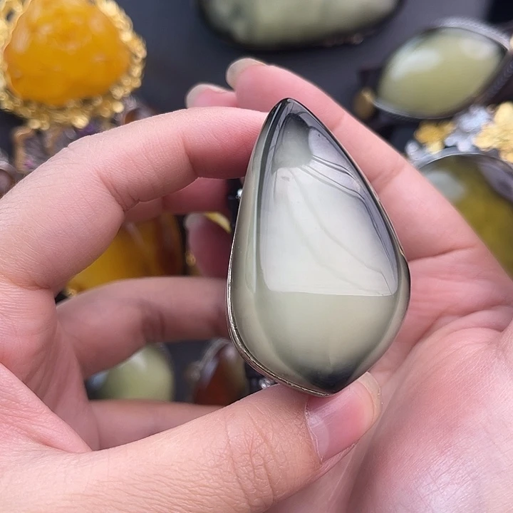 琥珀银S925镶嵌裸石