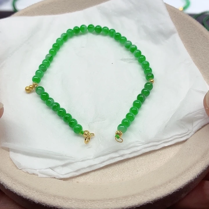 翡翠18K金镶嵌手链天然缅甸翡翠A货卡4