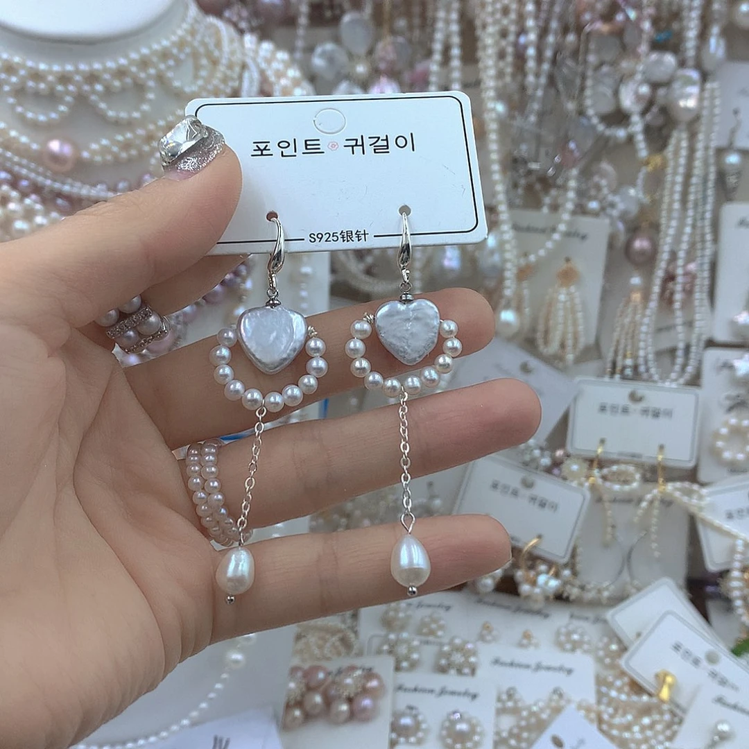 淡水珍珠耳饰银S925镶嵌