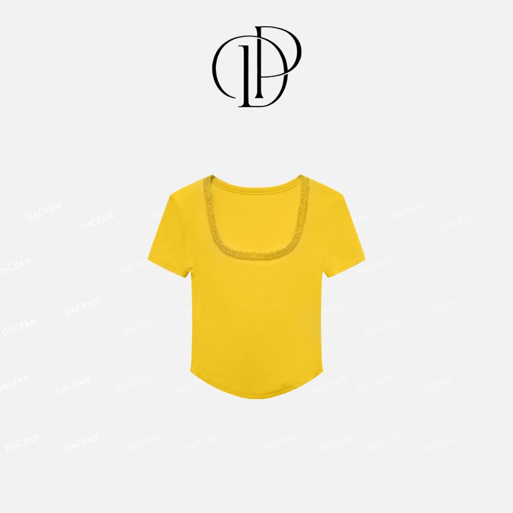 DACPAN-“一眼种草”串珠U领修身上衣 垫肩可拆  2025/盼·PP 0890