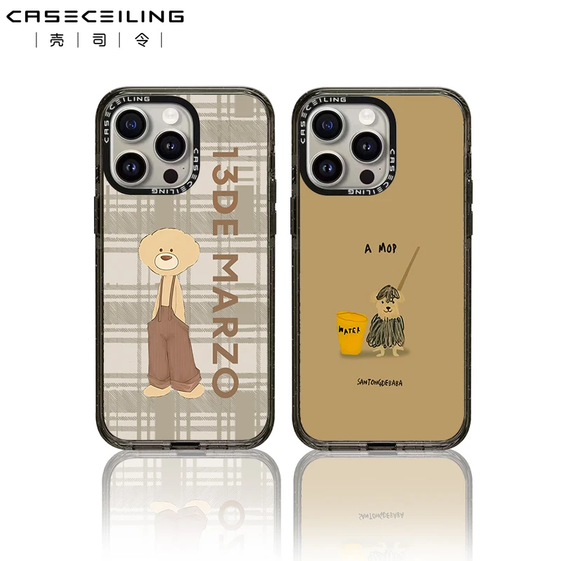 Caseceling高定拖把小狗适用苹果16promax手机壳15可爱14创意卡通