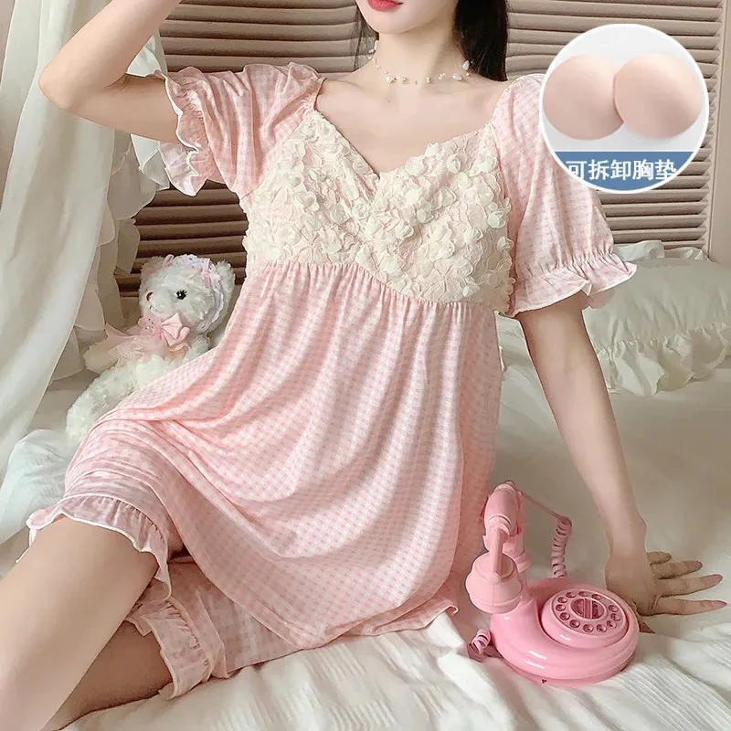 【冰爽丝短袖】#139/152带垫套装，品牌尾货睡衣~
