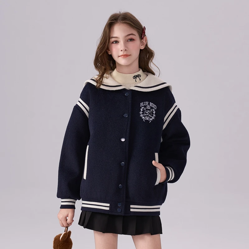 2282女童学院风外套儿童2025秋冬款季新款洋气夹棉加厚海军领毛呢