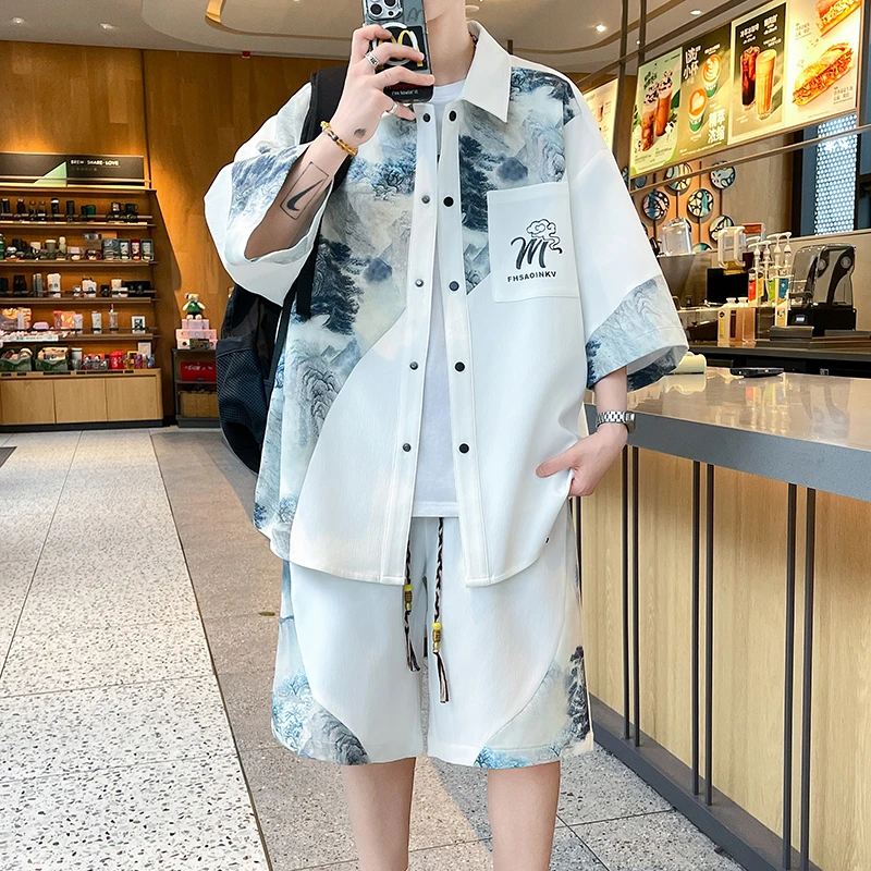 夏季青少年休闲薄款短袖T恤百搭休闲运动套装潮流休闲短袖T恤