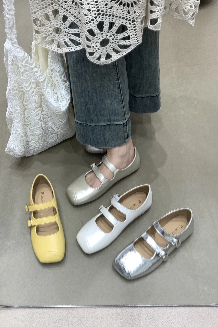 法式小香风方头平底单鞋女浅口软底芭蕾舞鞋豆豆鞋