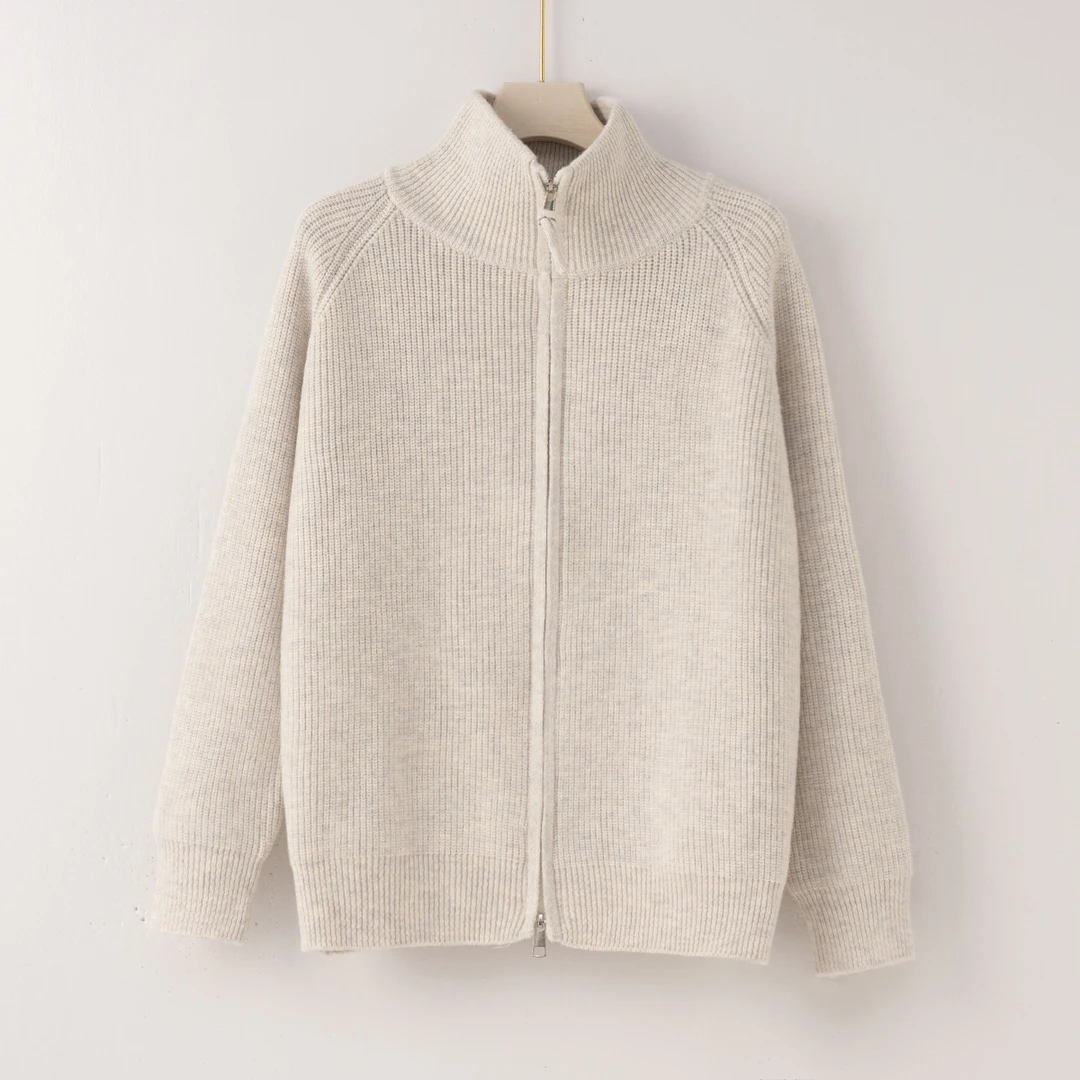 H2828新款设计感满满针织拉链宽松显瘦针织开衫上衣