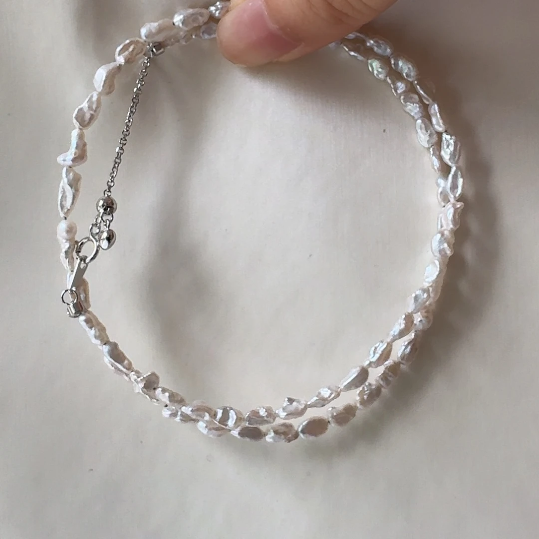 淡水珍珠银S925镶嵌颈饰