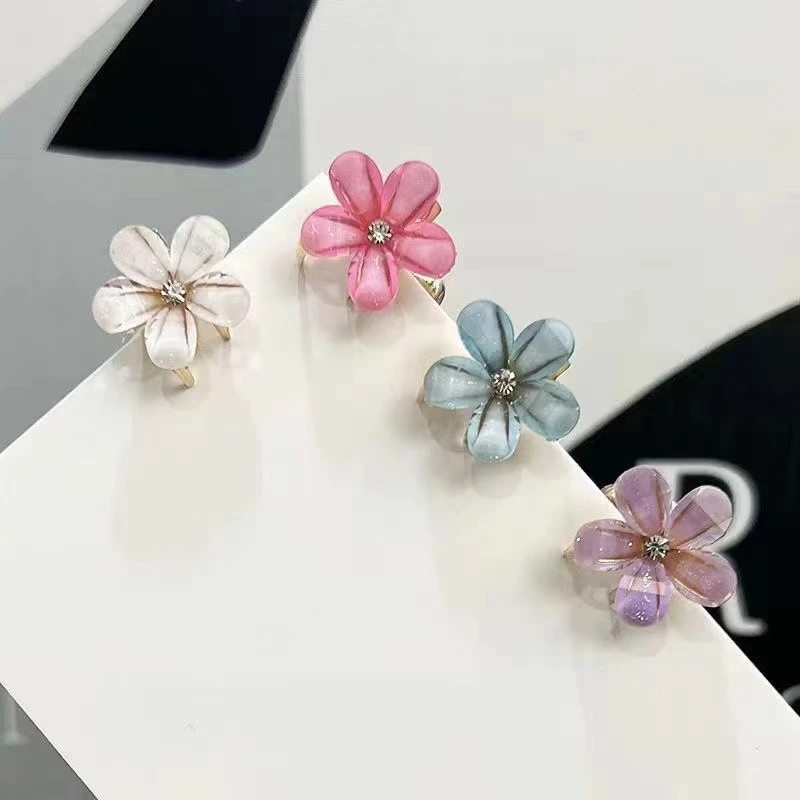 东大门水晶花小抓夹韩版迷你梅花发夹刘海侧边复古马尾发卡发饰品