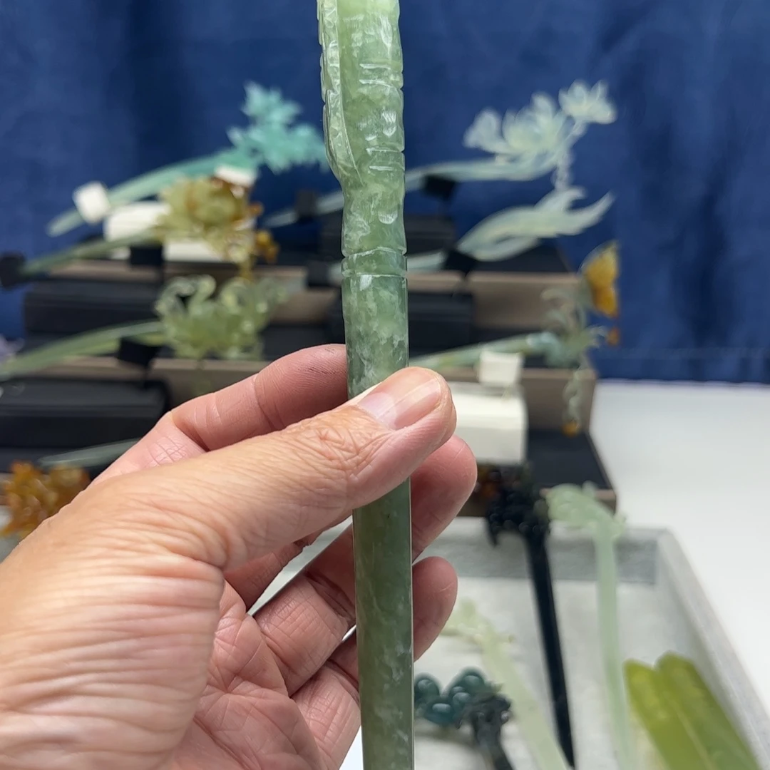 蛇纹石玉未镶嵌福利发簪糖*?