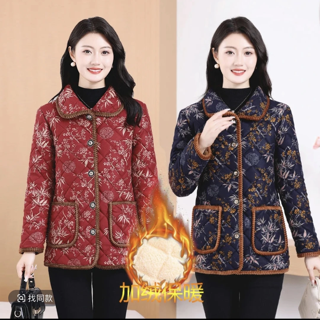 中老年女装老年人棉袄加厚中年大码女装棉服冬季气质妈妈装洋气