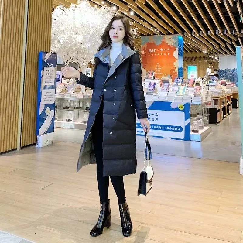 3906 2024年新款两面穿中长款设计感棉服