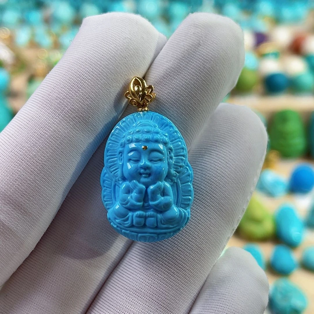 绿松石18K金镶嵌珠宝奇石