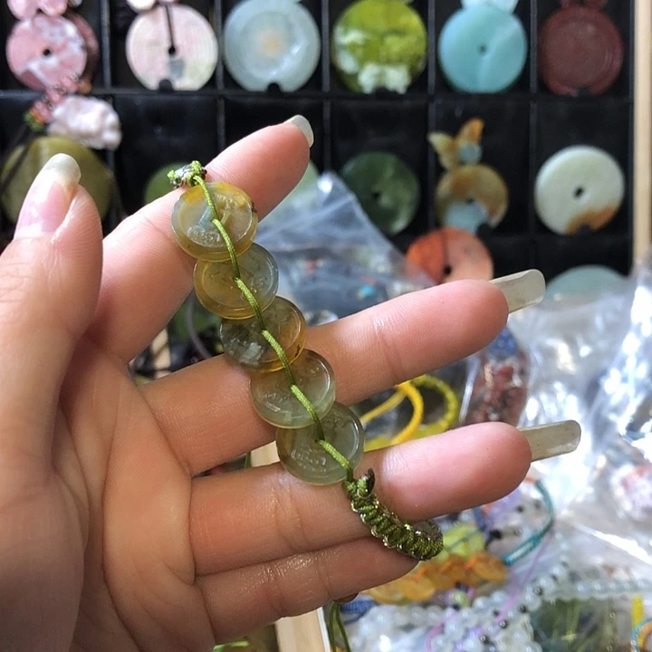 未镶嵌岫玉岫玉五帝钱手链