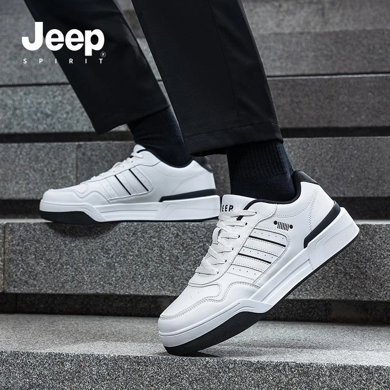 JEEPSPIRIT2025时尚男鞋简约防水休闲板鞋白鞋透气夏季百搭低帮鞋