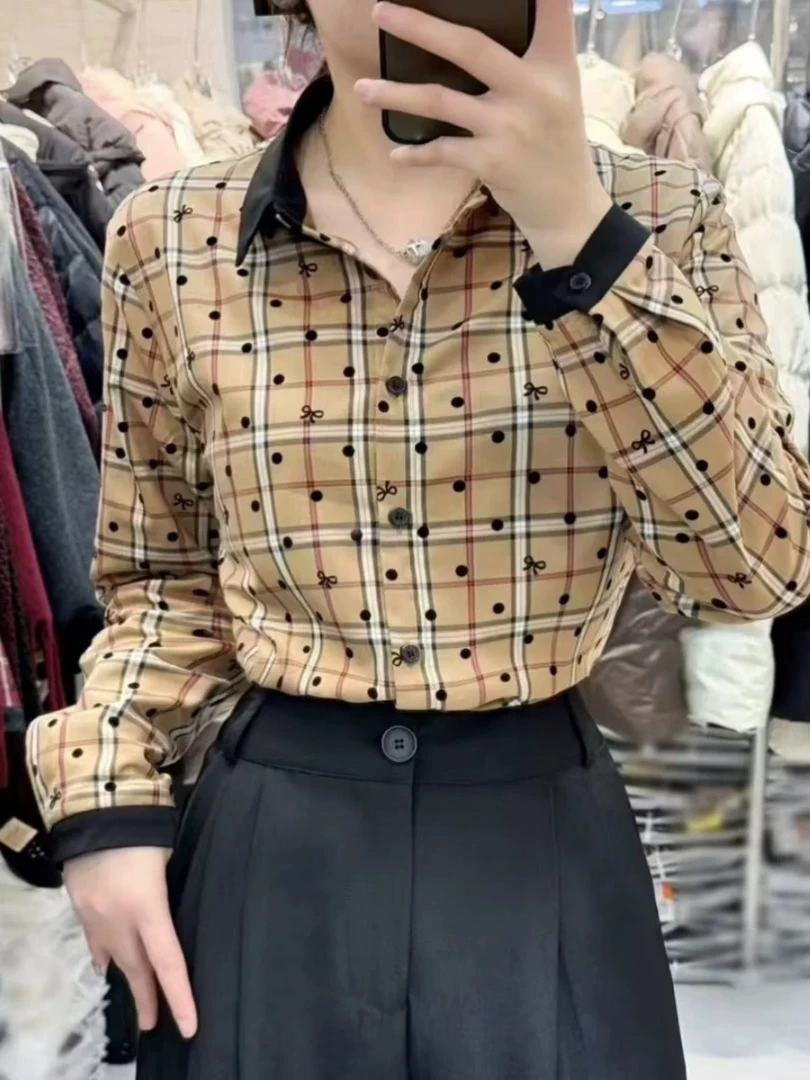 q4 加绒格子衬衫女长袖宽松显瘦百搭上衣时尚休闲洋气外套