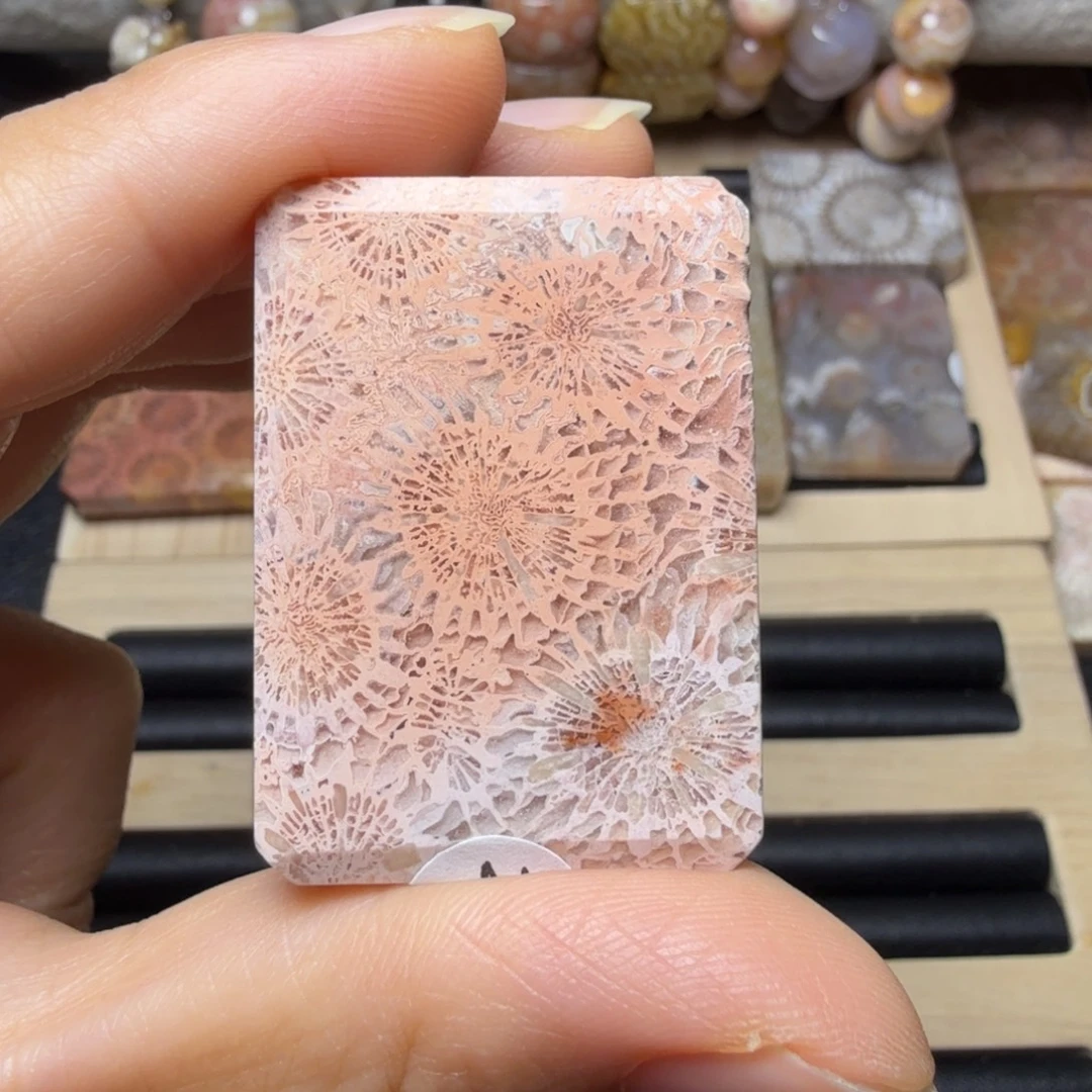 硅化玉未镶嵌保真皮粉大花，角有点骨骼