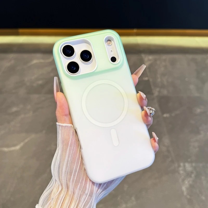 高颜值渐变二合一适用于iPhone17promax手机壳磨砂双层苹果16磁吸