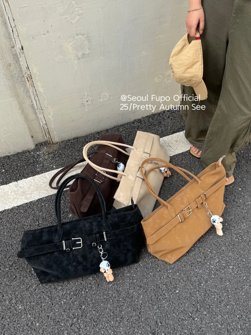 FUPO-【首尔小记】-韩版小众设计复古通勤托特包慵懒时尚手提腋下包