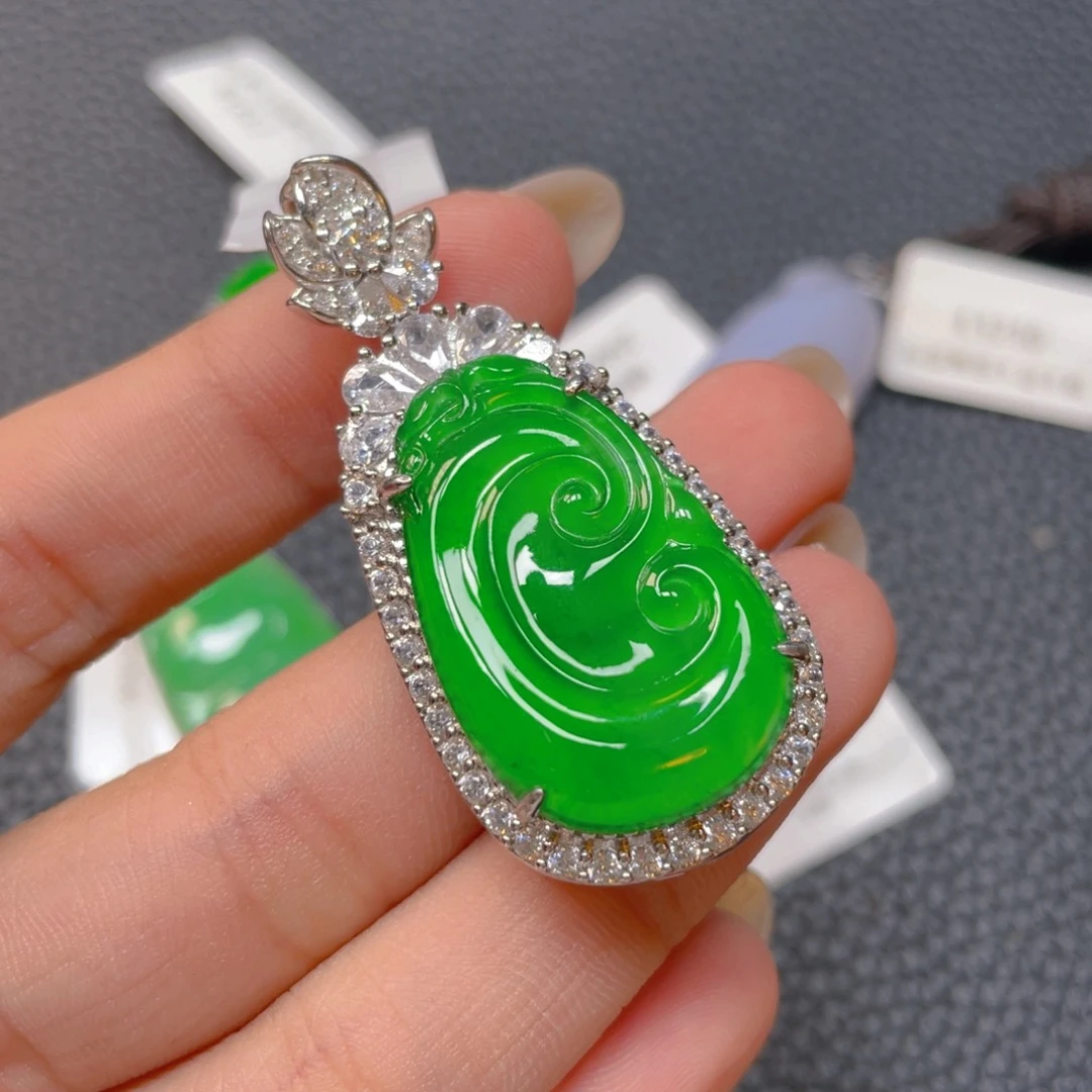 【闪购商品】翡翠银S925镶嵌吊坠(不含链)翡翠