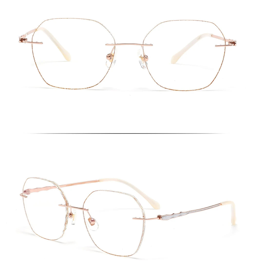 无框眼镜变色墨镜可配近视眼镜女钛超轻度定制散光防蓝光茵B7005