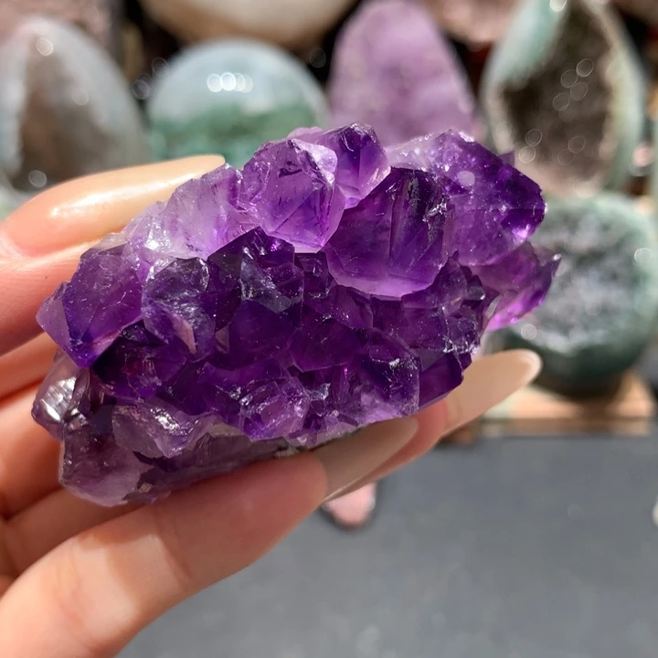 紫晶未镶嵌珠宝半成品晶花不退