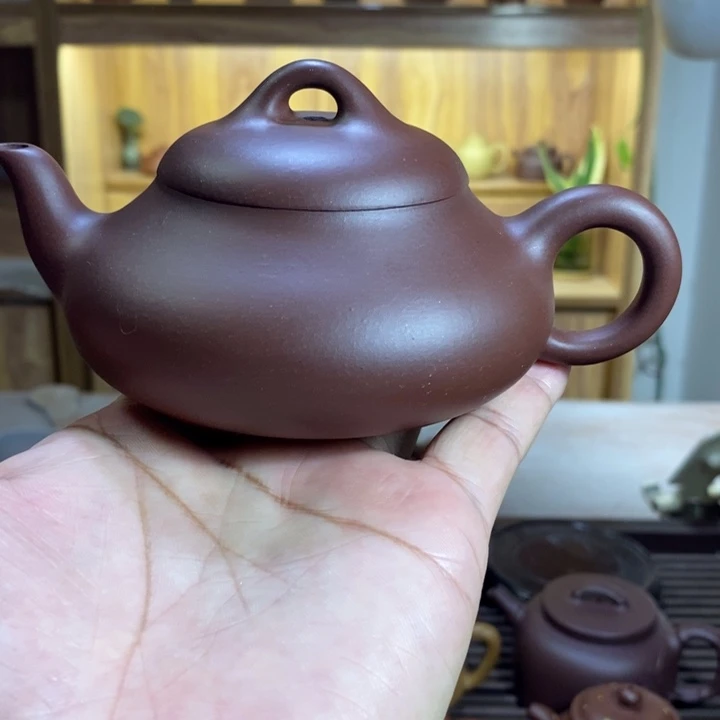 行***者茶壶紫砂汉堂石瓢，半手工